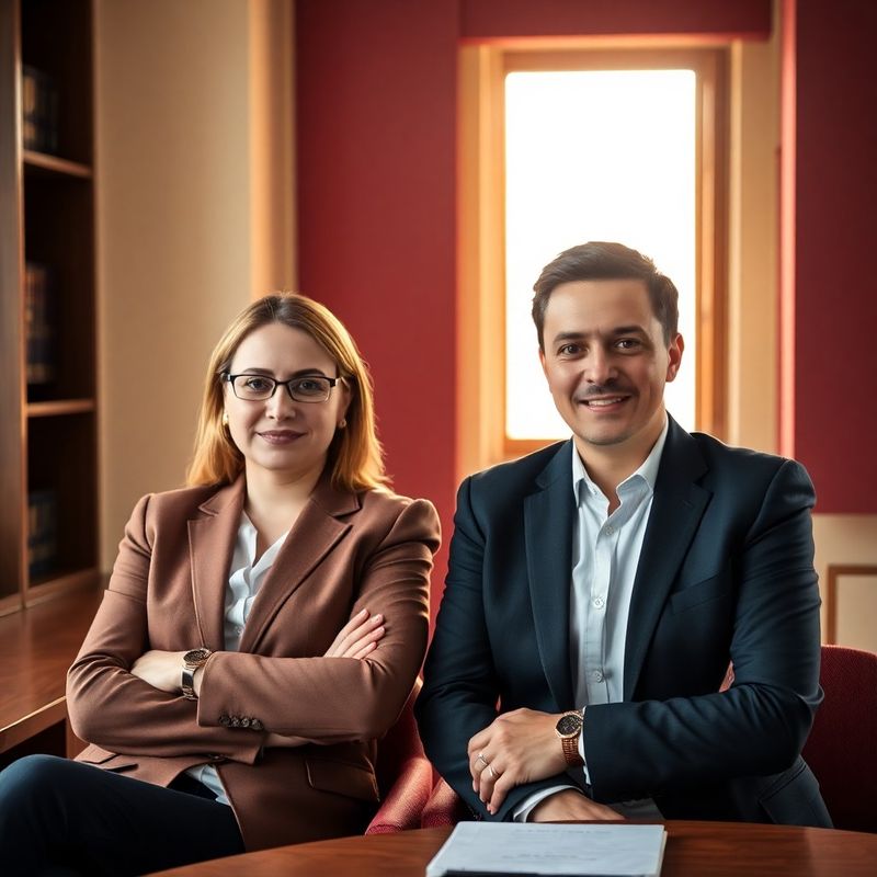 Portret profesional al partenerilor fondatori în biroul cu accente bordeaux